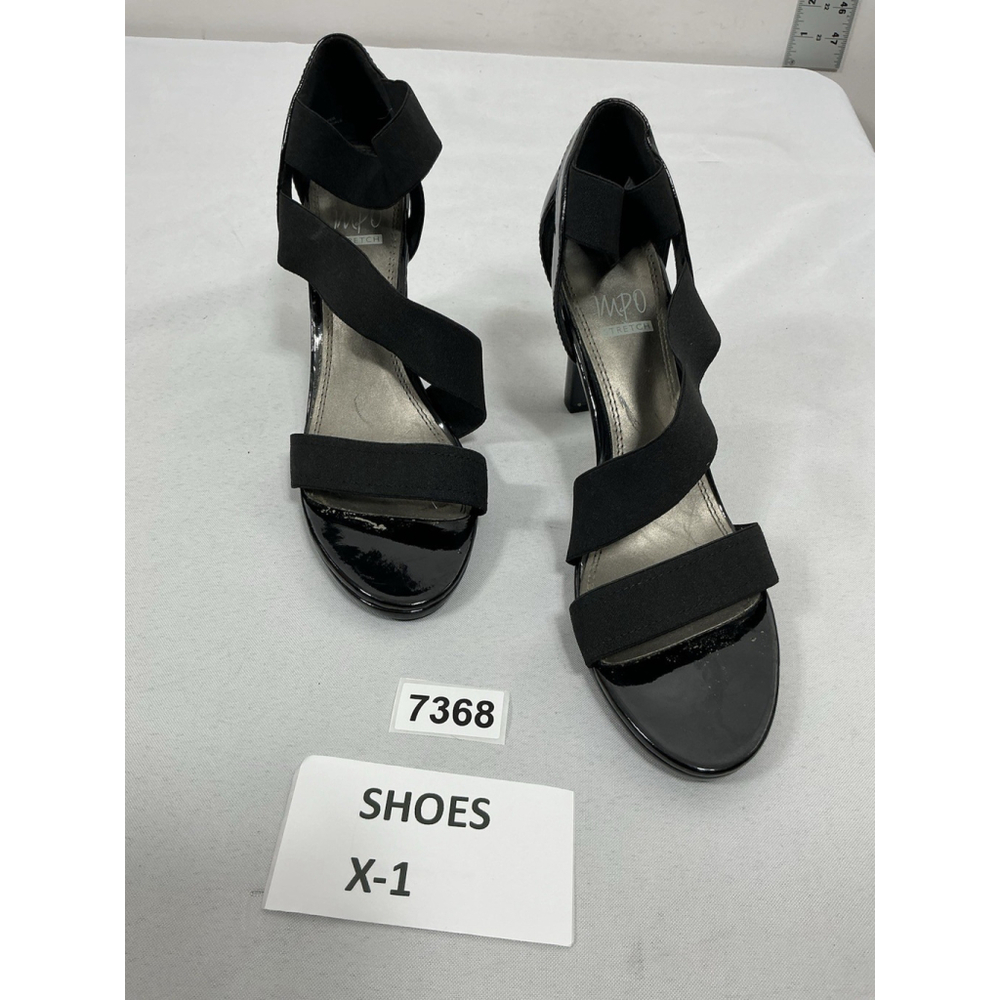 Womans NWD MPO Stretch Tanner Slip On Strappy Sandals 8.5 M Black Classic Heel